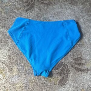 ATHLETA S Blue Ribbed High-Waisted Bikini Bottoms